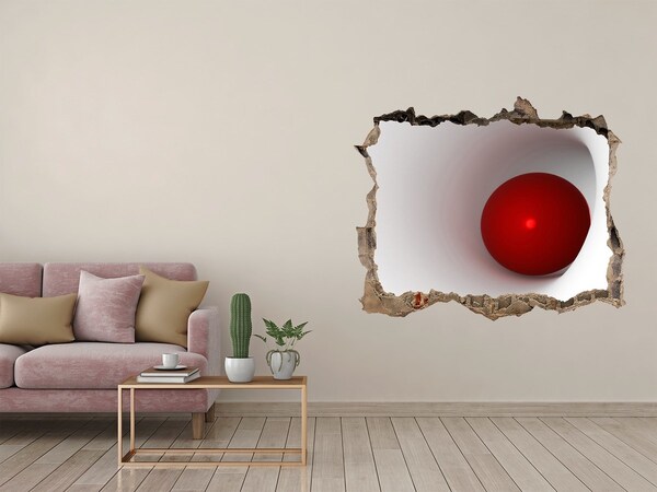 3D Wandtattoos Loch in der Wand Ein roter Ball in einem Loch in der Wand