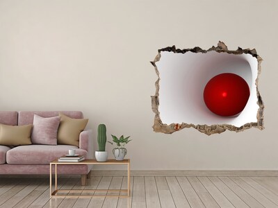 3D Wandtattoos Loch in der Wand Ein roter Ball in einem Loch in der Wand