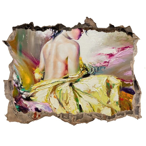 Wandtattoos Loch Frau in einem gelben Kleid