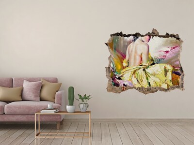 Wandtattoos Loch Frau in einem gelben Kleid