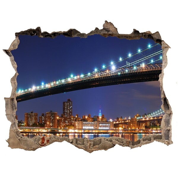 Wandtattoos Mauerdurchbruch Brooklyn Bridge bei Nacht