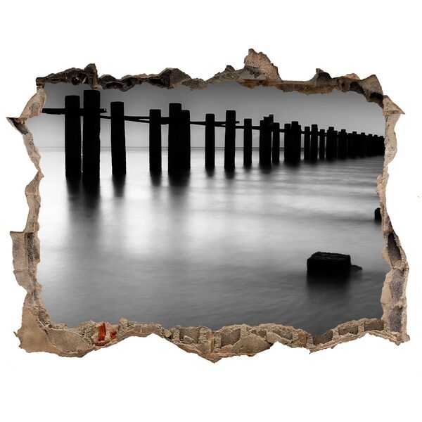 3D Wandsticker Loch Ein versunkener Pier in monochromer Umgebung