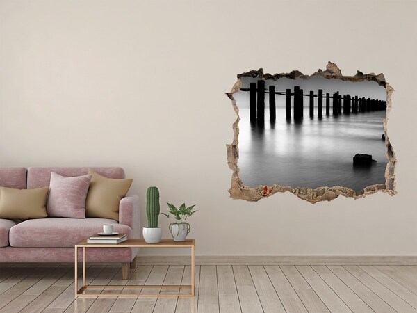 3D Wandsticker Loch Ein versunkener Pier in monochromer Umgebung