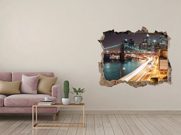 3D Wandsticker Loch Blick auf New York bei Nacht