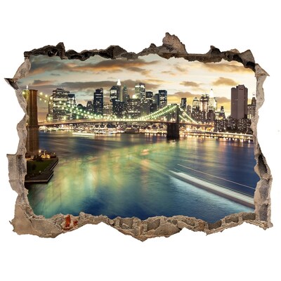3D Wandsticker Loch Brooklyn Bridge bei Sonnenuntergang