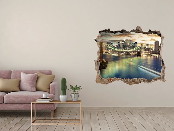 3D Wandsticker Loch Brooklyn Bridge bei Sonnenuntergang