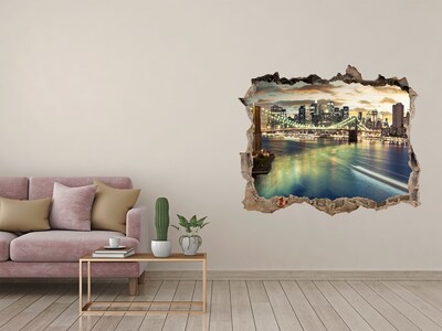 3D Wandsticker Loch Brooklyn Bridge bei Sonnenuntergang