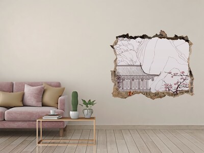 3D Wandsticker Loch Eintauchen in die asiatische Architektur
