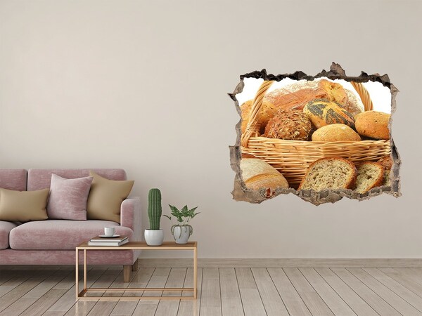 3D Wandtattoos Loch in der Wand Ein Korb mit frischem Brot