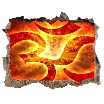 3D Wandsticker Loch Feuer im Herzen der Mauer