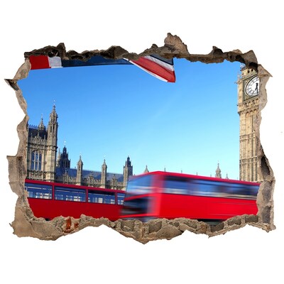 Wandtattoos Loch Londoner Skyline mit einem roten Bus