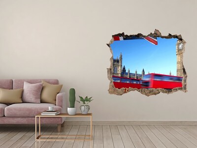 Wandtattoos Loch Londoner Skyline mit einem roten Bus