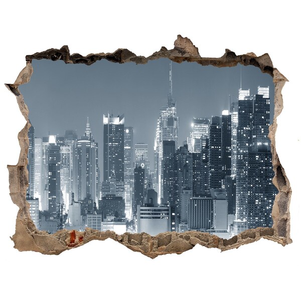 3D Wandsticker Loch New Yorker Skyline bei Nacht