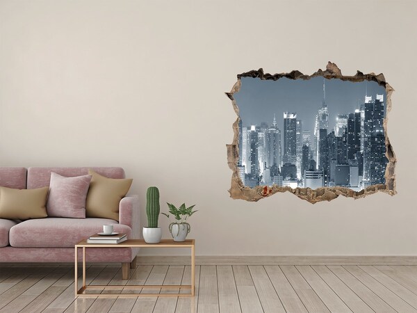 3D Wandsticker Loch New Yorker Skyline bei Nacht