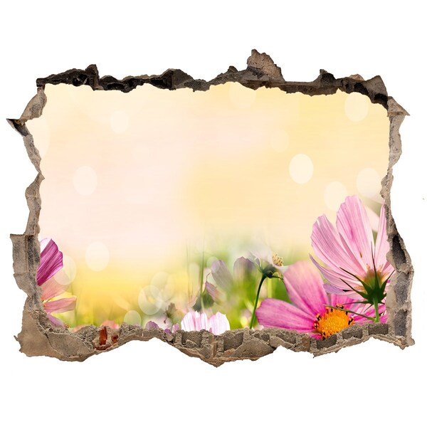 Wandtattoos Loch Eine Blumenlandschaft hinter einem Loch in der Wand