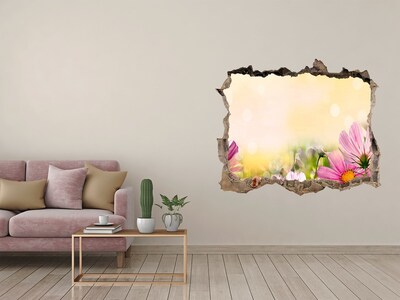 Wandtattoos Loch Eine Blumenlandschaft hinter einem Loch in der Wand