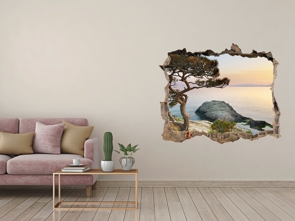 3D Wandtattoos Loch in der Wand Meerblick bei Sonnenuntergang