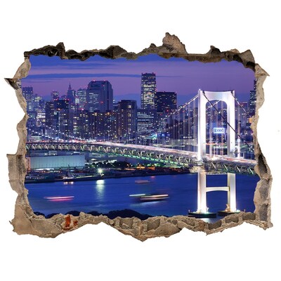 3D Wandsticker Loch Die Brücke im Nachtlicht