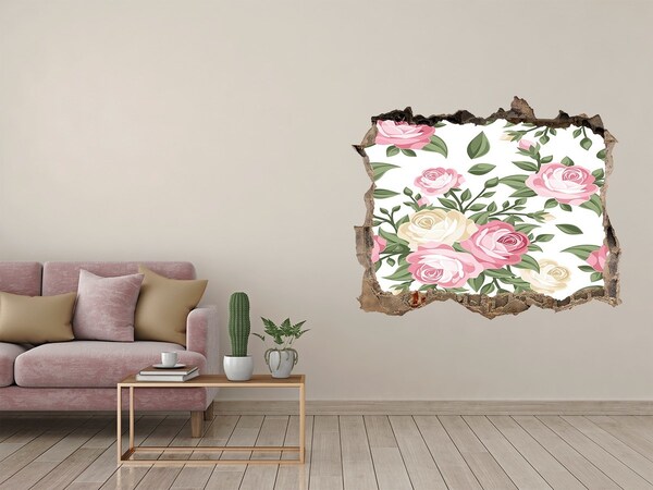 3D Wandsticker Loch Loch in der Wand Blumengarten
