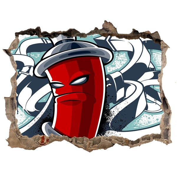 Wandtattoos Mauerdurchbruch Roter Becher mit Graffiti