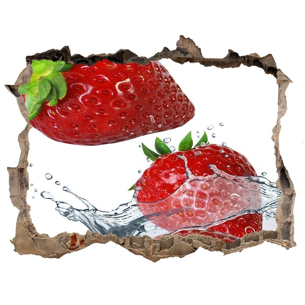3D Wandsticker Loch Saftige Erdbeeren in Wasser