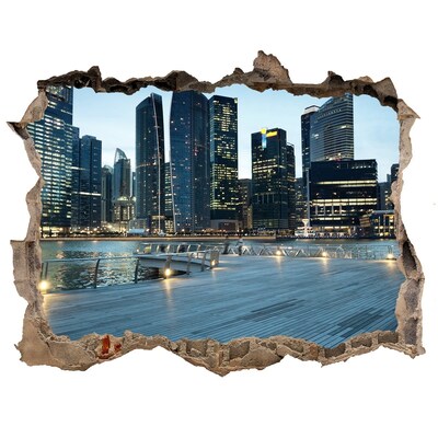 3D Wandsticker Loch Blick auf die Stadt bei Nacht