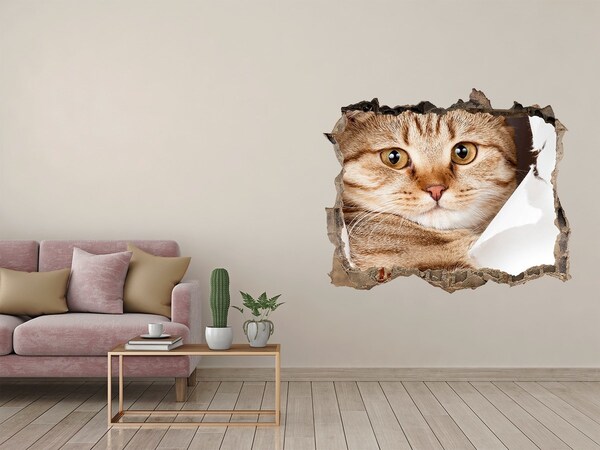 3D Wandsticker Loch Katze in einem Loch in der Wand