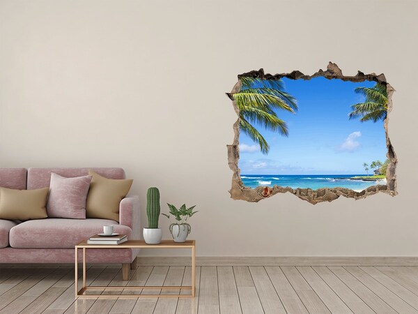 3D Wandtattoos Loch in der Wand Karibischer Strand durch ein Loch in der Wand
