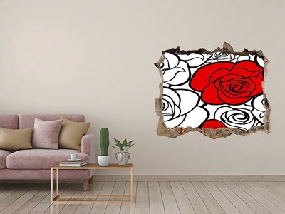 Wandtattoos Loch Rote Rosen in einem Loch in der Wand