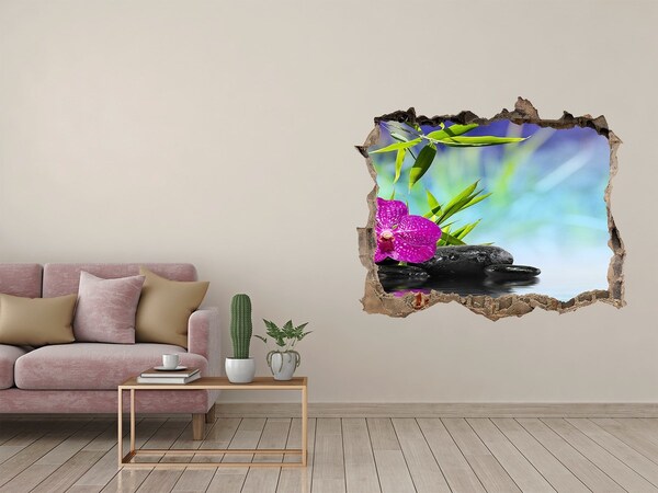 3D Wandsticker Loch Eine Oase der Ruhe mit einer Orchidee