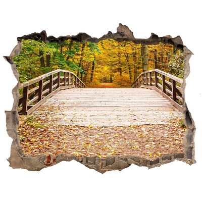 Wandfolien Loch in der Wand Eine Brücke im Herbstwald
