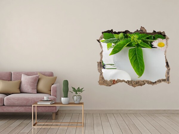 3D Wandtattoos Loch in der Wand Grüne Vegetation in der beschädigten Mauer