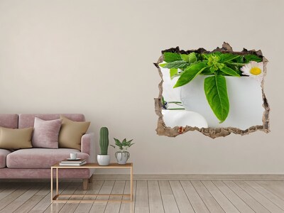 3D Wandtattoos Loch in der Wand Grüne Vegetation in der beschädigten Mauer