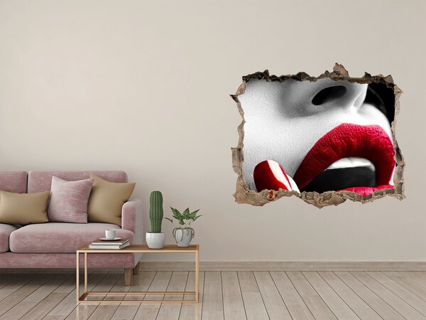3D Wandsticker Loch Sinnliche Lippen aus Beton