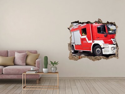 3D Wandsticker Loch Feuerwehrfahrzeug im Einsatz