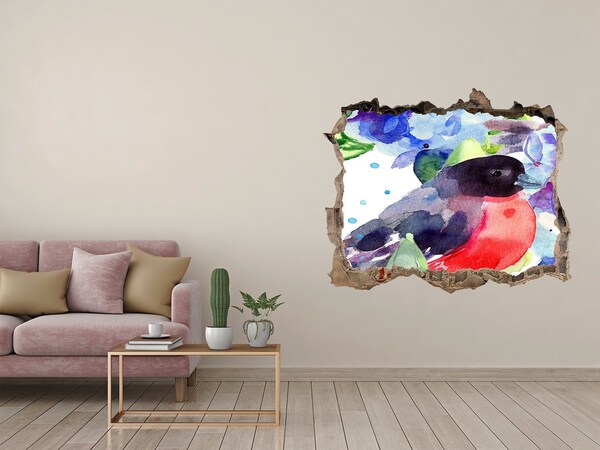 3D Wandtattoos Loch in der Wand Ein Vogel in einer farbenfrohen Komposition