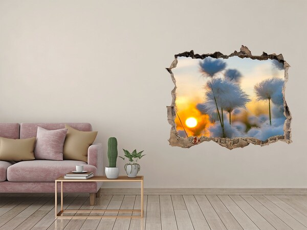 3D Wandsticker Loch Blumen im Sonnenuntergang