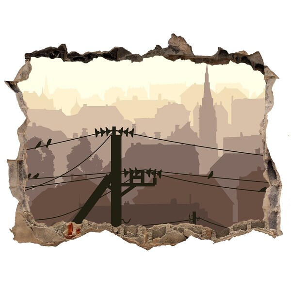 Wandtattoos Loch Blick auf die Stadt durch ein Loch in der Wand