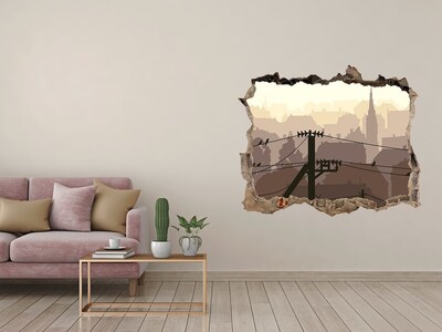 Wandtattoos Loch Blick auf die Stadt durch ein Loch in der Wand