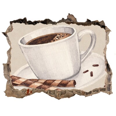 3D Wandsticker Loch Kaffee mit Keksen