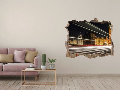 3D Wandtattoos Loch in der Wand Londoner Wahrzeichen bei Nacht