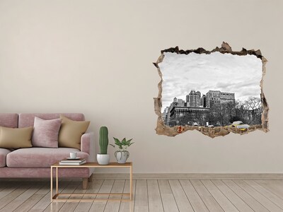 3D Wandsticker Loch New Yorker Taxis im Stadtbild