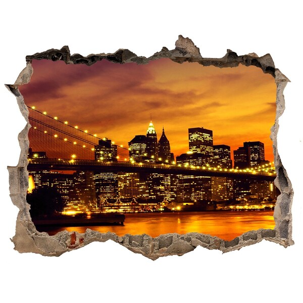 Wandtattoos Loch New Yorker Skyline bei Sonnenuntergang