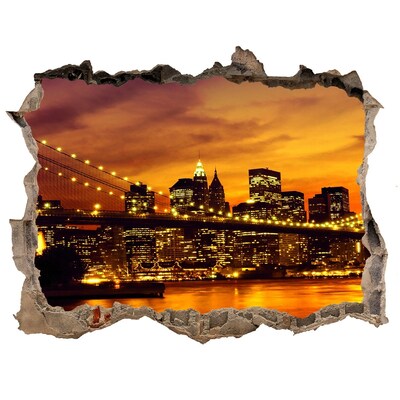 Wandtattoos Loch New Yorker Skyline bei Sonnenuntergang