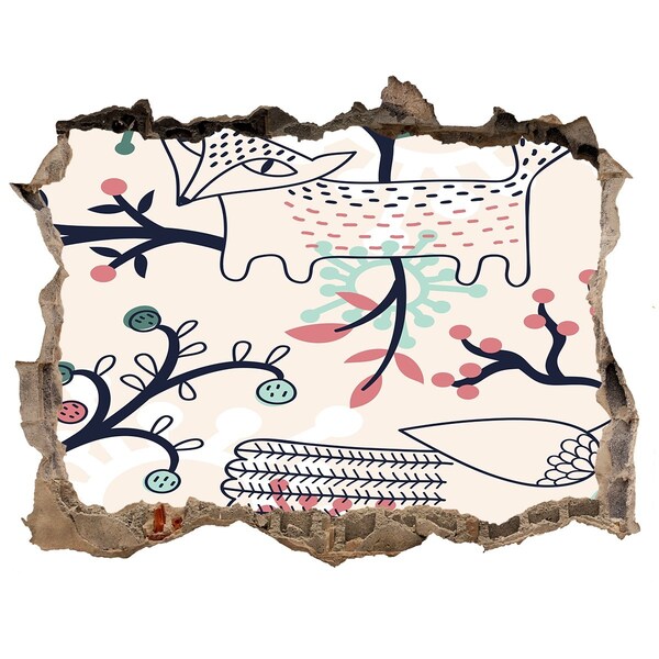 Wandtattoos Mauerdurchbruch Blumenmuster mit Naturelementen