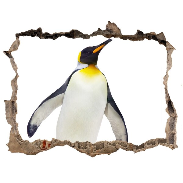 3D Wandsticker Loch Pinguin in einem Loch in der Wand