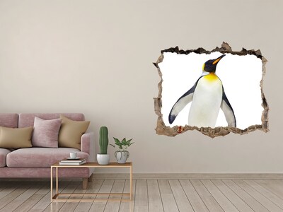 3D Wandsticker Loch Pinguin in einem Loch in der Wand