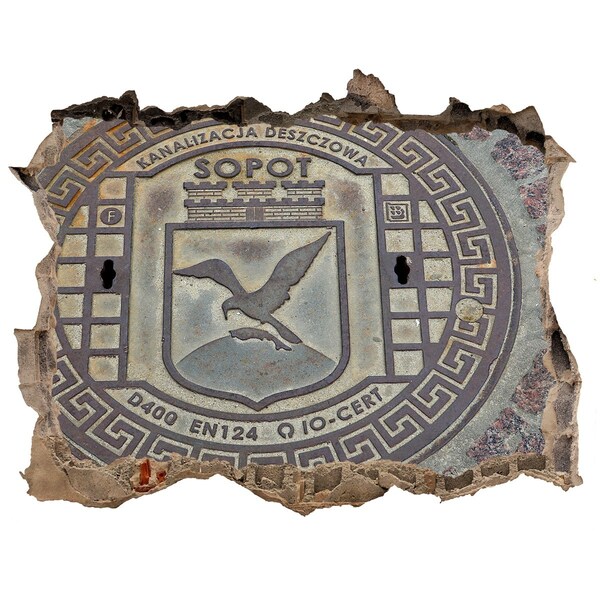Wandtattoos Mauerdurchbruch Sopot – Städtische Kanaldeckel