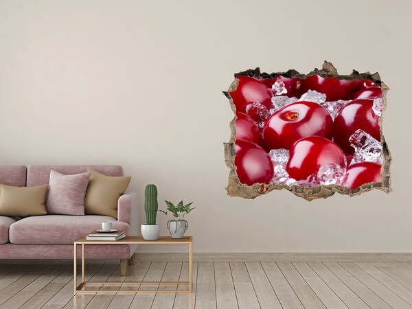 3D Wandsticker Loch Saftige Kirschen auf Eis
