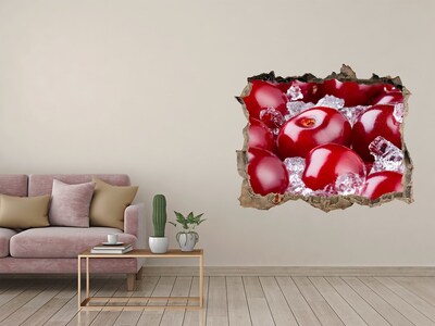 3D Wandsticker Loch Saftige Kirschen auf Eis